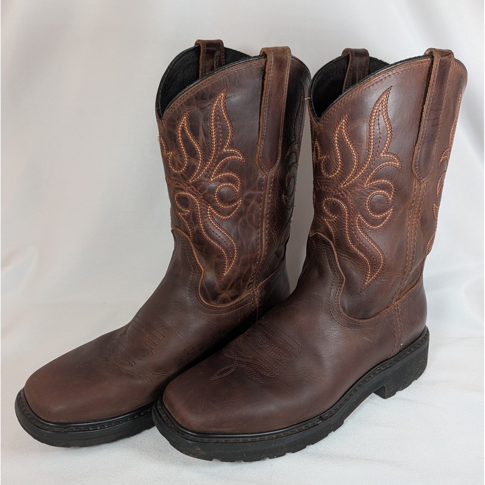 JB Dillon Reserve Mens Brown Leather Square Toe Western Cowboy Boots size 8D